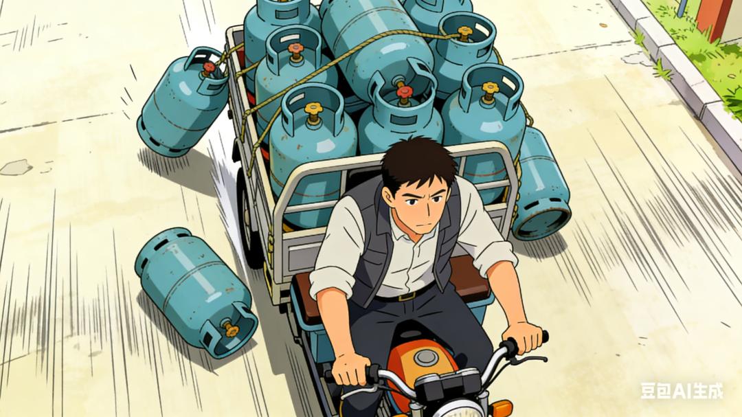 圖1 AI生成的不注意安全隱患胡亂運輸液化氣罐圖.jpg